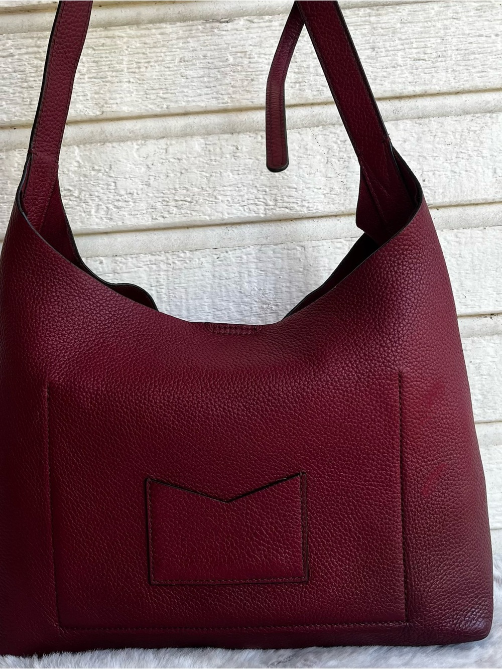 MICHAEL KORS Red Leather Cece Hobo Slouchy Shoulder Bag Tote Mercer Raven - Picture 7 of 11